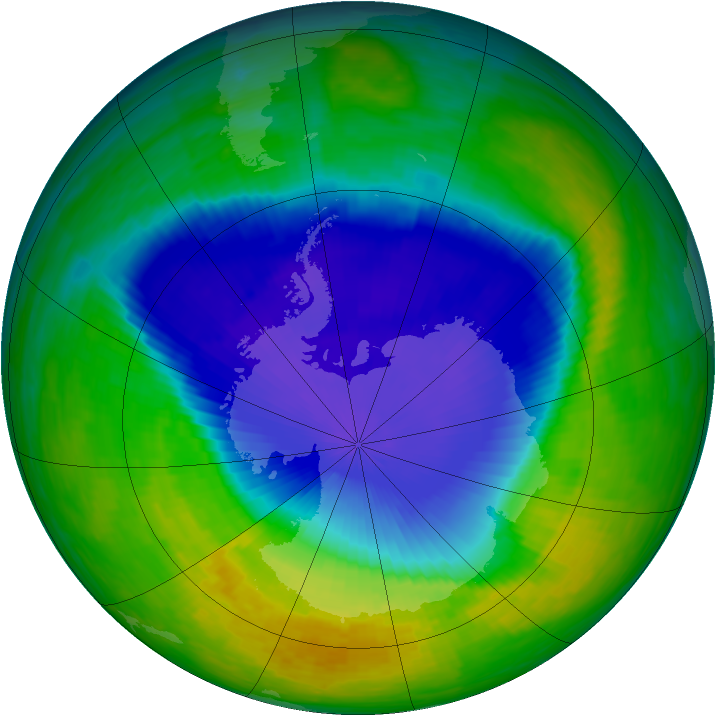 Antarctic ozone map for 07 November 1993